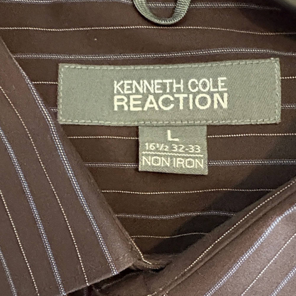 Kenneth Cole Dark Brown Pinstripe Shirt - Picture 2 of 3